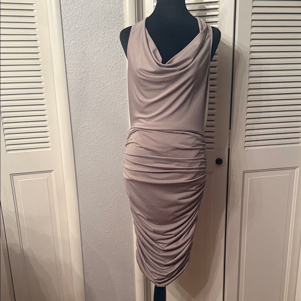 AX Paris Taupe Cowl Neck Midi Dress